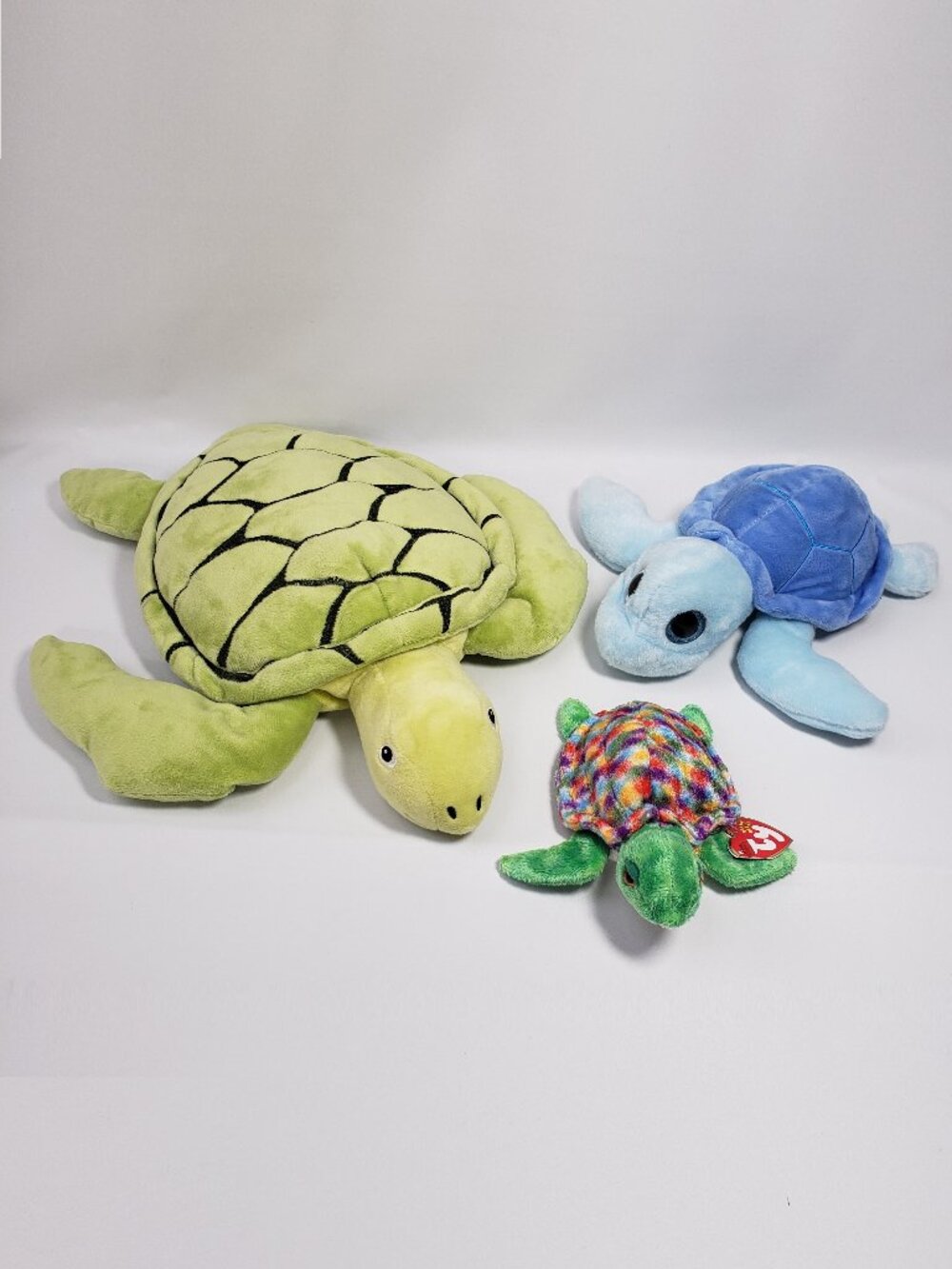 Lot of 3 Turtle Plush Stuffed Animal IKEA Blavingad Ty Beanie Zoom Blue Magic